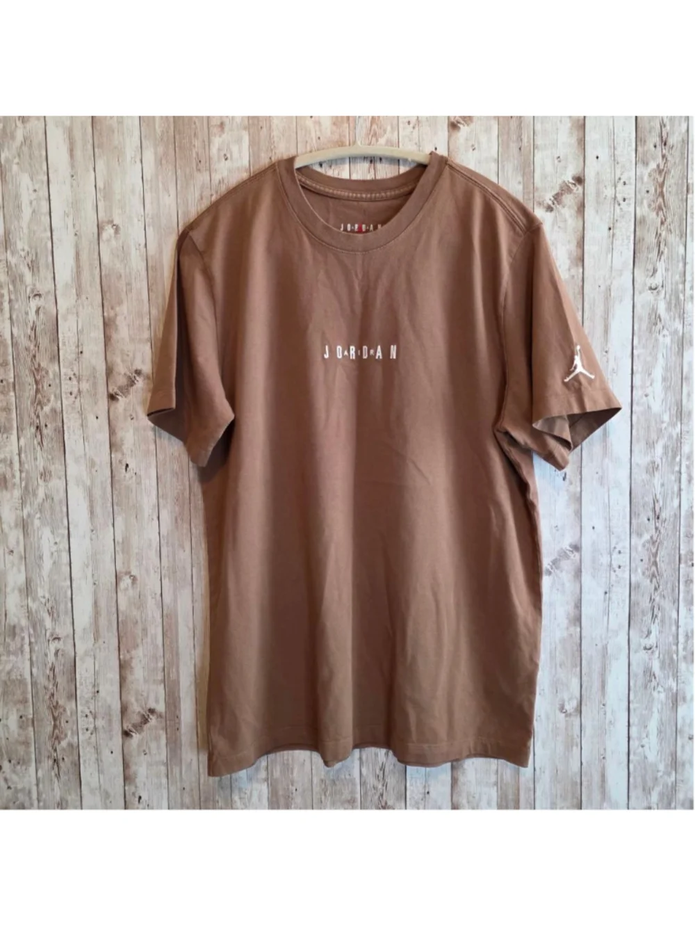 Men's Jordan Brown Short Sleeve Tee with White Logo, Size L